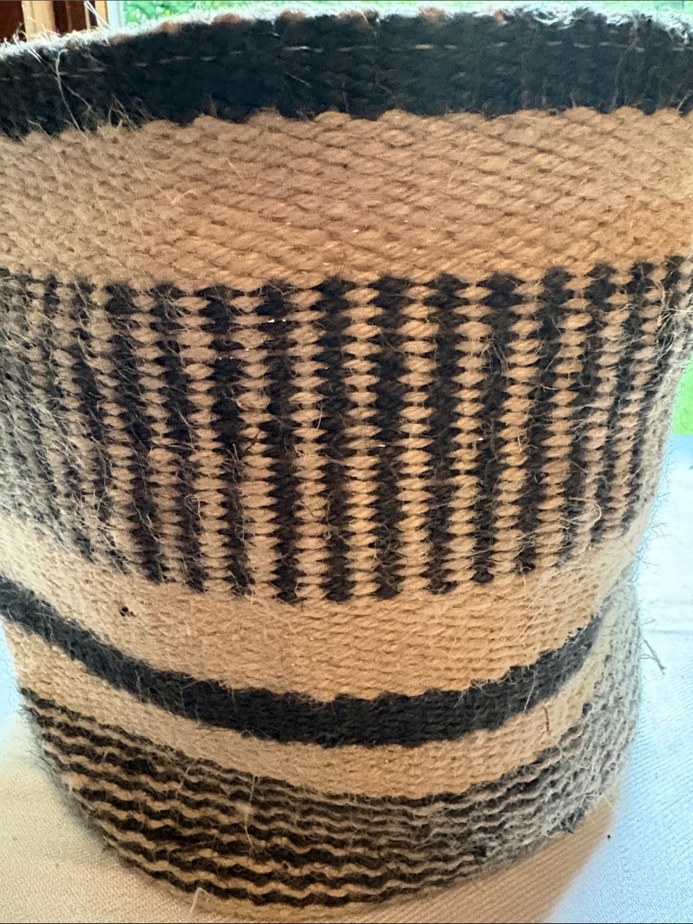NWT Santa Barbara Design Studio Jute Basket Boho Farmhouse Black Cream